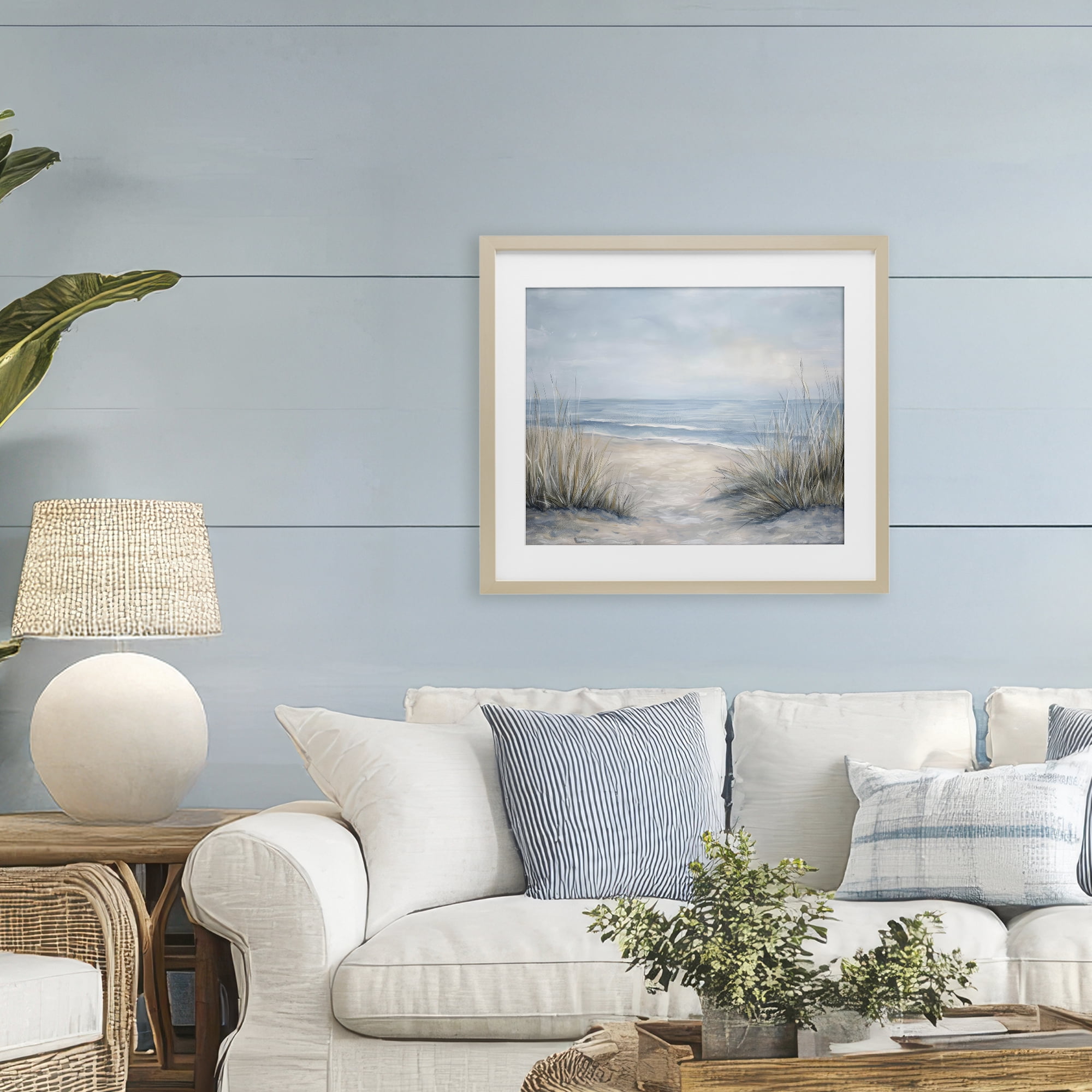 Stupell Industries To The Beach Tranquil Landscape Birch Framed Print Under Glass, design by Petal Prints Design