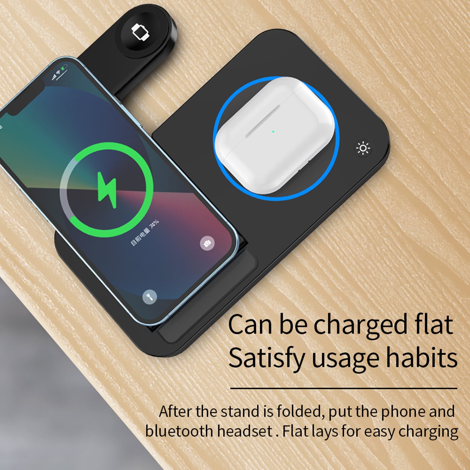 4 in 1 Charging Station for iPhone 17 - Wireless Charger for Apple Devices for iPhone 17 16 15 14 13 12 11 Pro Max - Foldable Wireless Charging Station Dock Stand for Apple Watch Series & AirPods