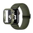 thumbnail image 1 of ALMNVO Screen Protector Case Nylon Strap for Apple Watch Band 45 mm 41mm 44mm 40mm 42mm 38mm Tempered Glass Scrunchie Elastic Sport Single Loop for iWatch Series 7 6 SE 5 4 3 2 1, 1 of 6