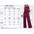 thumbnail image 5 of MOSHU Plus Size Two Piece Sets for Women Casual Fall Travel Vacation Outfits Color Block Long Sleeve Tops and Drawstring Wide Leg Pants with Pokets Lounge Sets, 5 of 10
