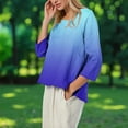thumbnail image 6 of Kaemgyyd 3/4 Length Sleeve Tops for Women Casual Loose Fit Gradient Shirts Fashion Crew Neck Blouse Fall Clothing S-XXL, 6 of 7