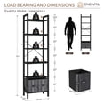 thumbnail image 3 of Oneinmil 6 Shelf Bookcase with 2 Drawers, 71" Rustic Black Bookshef for Living Room and Home Office, 3 of 8