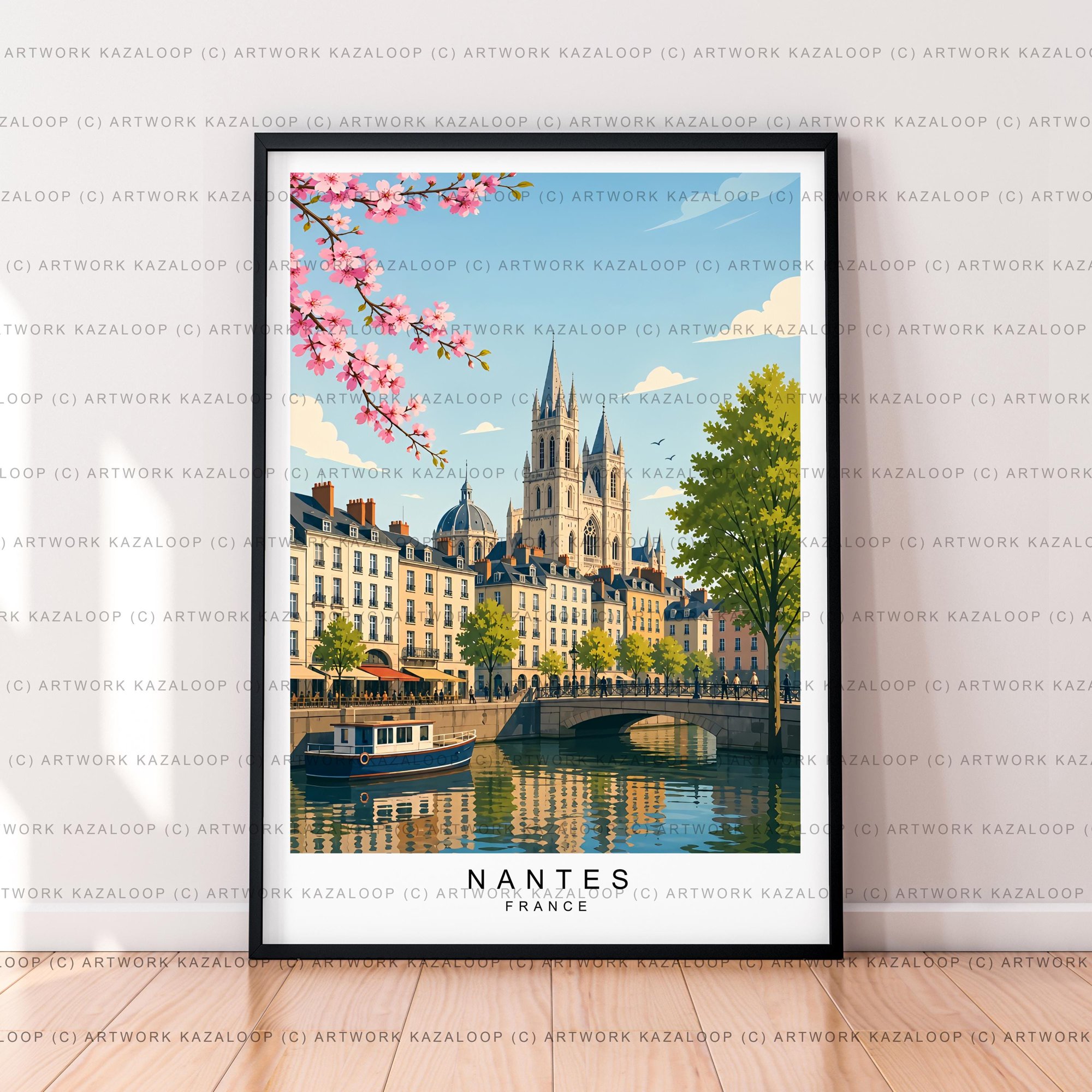 Nantes France Unillustration Art Travel French Architecture Nantes Travel Wall Art Poster , Poster Print Only
