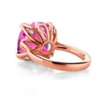 thumbnail image 2 of Gem Stone King 18K Rose Gold Plated Silver Pink Created Sapphire and White Created Sapphire Engagement Ring for Women (14.62 Cttw, 14MM Cushion, Size 5), 2 of 4