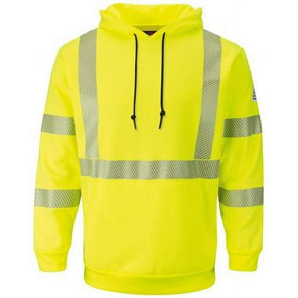Bulwark B42430416 Hi-Visibility Pullover Hooded Fleece Sweatshirt, HV-Fluorescent Yellow & Green - Extra Large