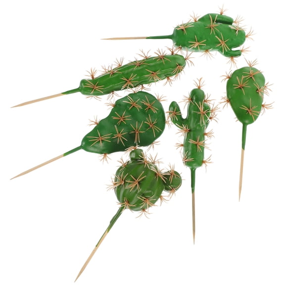 ETEREAUTY Set of 6 Faux Cactus Plants Green Foam Decorative Ornaments for Home, Office, Desk, and Shelf Display
