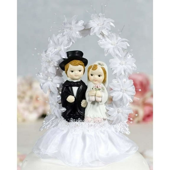 Flower Arch Child Couple Cake Topper