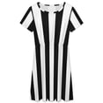 thumbnail image 3 of Black And White Vertical Stripes Sundress Short Sleeve Dress Summer Women Clothes Dress for Women Dresses, 3 of 7