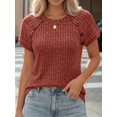 thumbnail image 5 of Women'S Short Sleeve Shirts Business Casual Blouses Dressy Work Tunic Top Sweaters Fashion Clothes Caramel Color M, 5 of 7