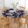 thumbnail image 3 of Floral & Leopard Round Table Cover Elastic Edge Waterproof Tablecloth with Floral & Skull Design, 3 of 5