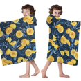 thumbnail image 4 of Yellow Lemon Slices DarkBlue Pattern Hooded Bath Towel，50"x30" for Ages 3 To 12 Kids, Quick Dry Lightweight Soft Microfiber Hood Beach Towel Cover Up for Kids, 4 of 7