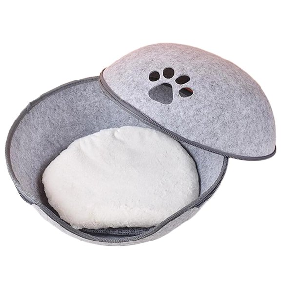 ZZ Round Donut Cats Tunnel Bed Felt Pet Cats Cave Nest, Indoor Outdoor Soft Hideout Washable