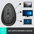 thumbnail image 5 of Logitech MX Souris Sans Fil Verticale – Design Ergonomique Avancé Réduit la Pression Musculaire, Graphite - Remis à Neuf (Excellent), 5 of 5
