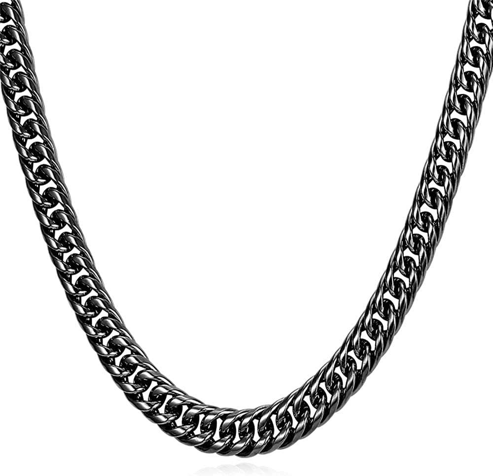 9mm Black Curb Chain for Men American 