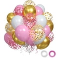 thumbnail image 1 of Laklulu 60 piezas de globos de látex de 12 pulgadas, juego de globos de confeti metálico, regalo de cumpleaños, boda, bebé, celebración, aniversario, decoración, 1 of 5