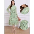 thumbnail image 2 of DARING DIVA Fall Floral Long Sleeve Chiffon Midi Dress S Grey Green, 2 of 6