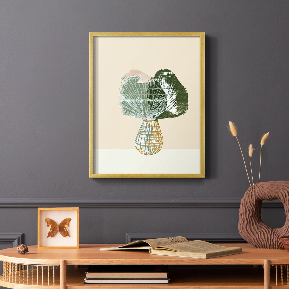 Woven Tropical Leaf II Framed Print - Solid Wood in Single Picture Frame Solid Wood 2 Framed Print