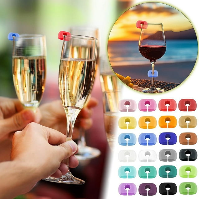 Hbdhejl Food Grade Silicone Red Wine Glass Logo Piece Distinctive Glass Logo Sticker Identifier Make Your More Fashion Marking Label Silicone Pendant