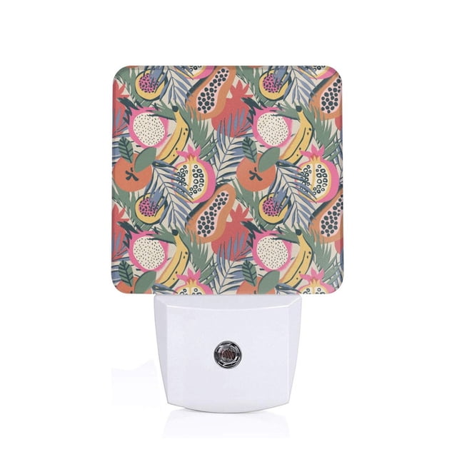 Fotbe Tropical Fruit Luz Nocturna LED, Luz de Noche con Sensor de Luz Natural de Anochecer a Amanecer, Se Enchufa a la Pared, Blanco Cálido 0.5W-US