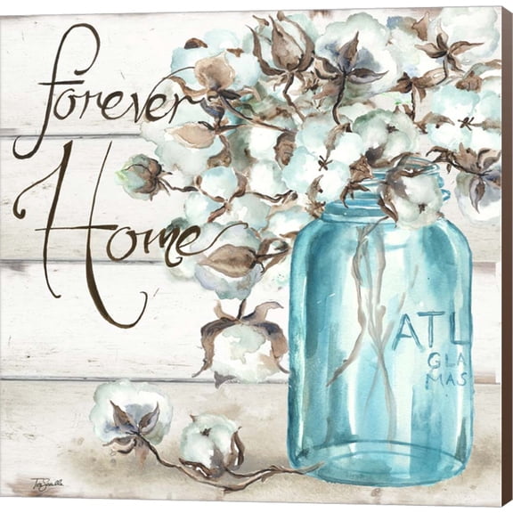 Great Art Now Cotton Boll Mason Jar II Home by Tre Sorelle Studios Canvas Wall Art