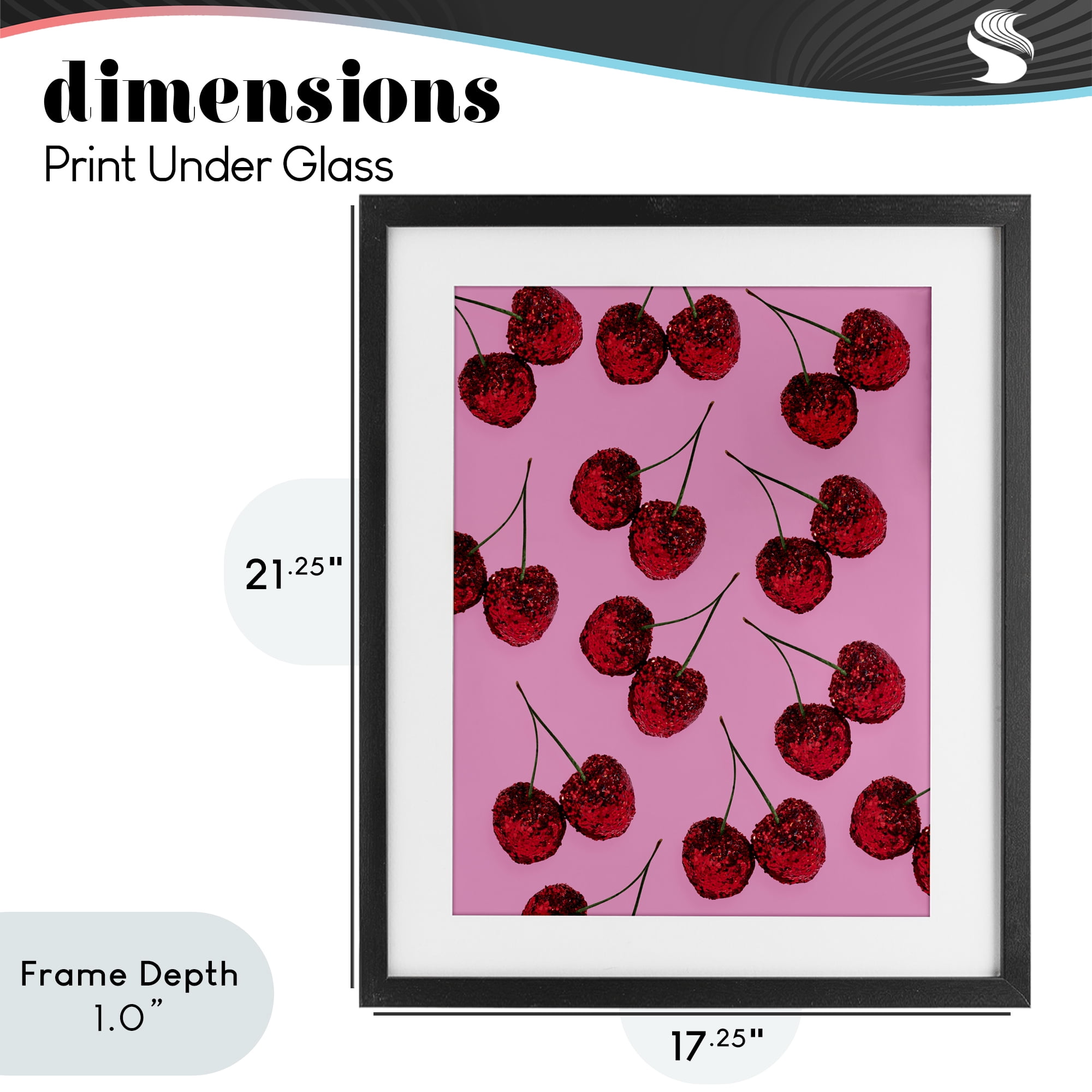 Stupell Industries Glitter Glam Cherries Pattern Black Framed Print Under Glass, design by LISH Creative
