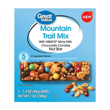 Great Value Mountain Trail Mix Nut Bar, 1.4 oz, 5 Count