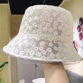thumbnail image 6 of CoCopeaunts Flower Lace Clear Bucket Hat Women Summer Thin Foldable Outdoor Sunscreen Cotton Travel Sweet Basin Hat Sun Prevent, 6 of 8
