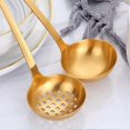 thumbnail image 4 of Gold Soup Ladle Colander Set, Long Handle Stainless Steel Kitchenware Cookware Serving Spoon, for C, 4 of 5