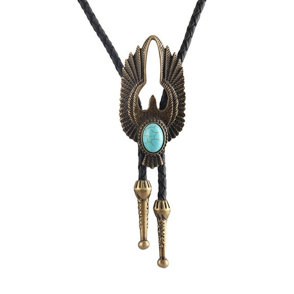 YUUZONE Bolo Tie for Men Western Cowboy Style Necktie with Alloy Eagle&Turquoise Buckle