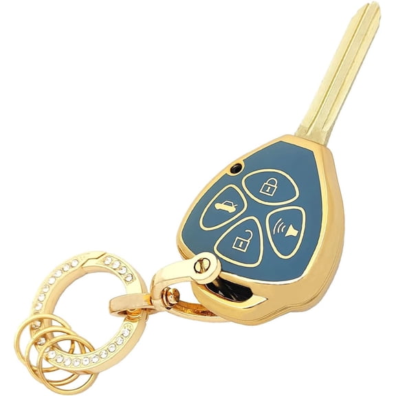 Key Fob Cover Compatible with Toyota Avalon Camry Corolla Venza 2007-2014 3 Button Keychain Case Holder Protector,Blue