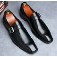 thumbnail image 6 of Santimon Men Single Monk-strap Shoes Formal Business Shoes Square Toe Dress Shoes Black 9 US, 6 of 8