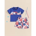 thumbnail image 2 of Bagilaanoe 4th of July Outfits for Toddler Baby Boys Short Sleeve Stars Print T Shirt Tops + Shorts 6M 12M 18M 24M 3T 4T Kids Independence Day Clothes 2pcs Short Pants Set, 2 of 7