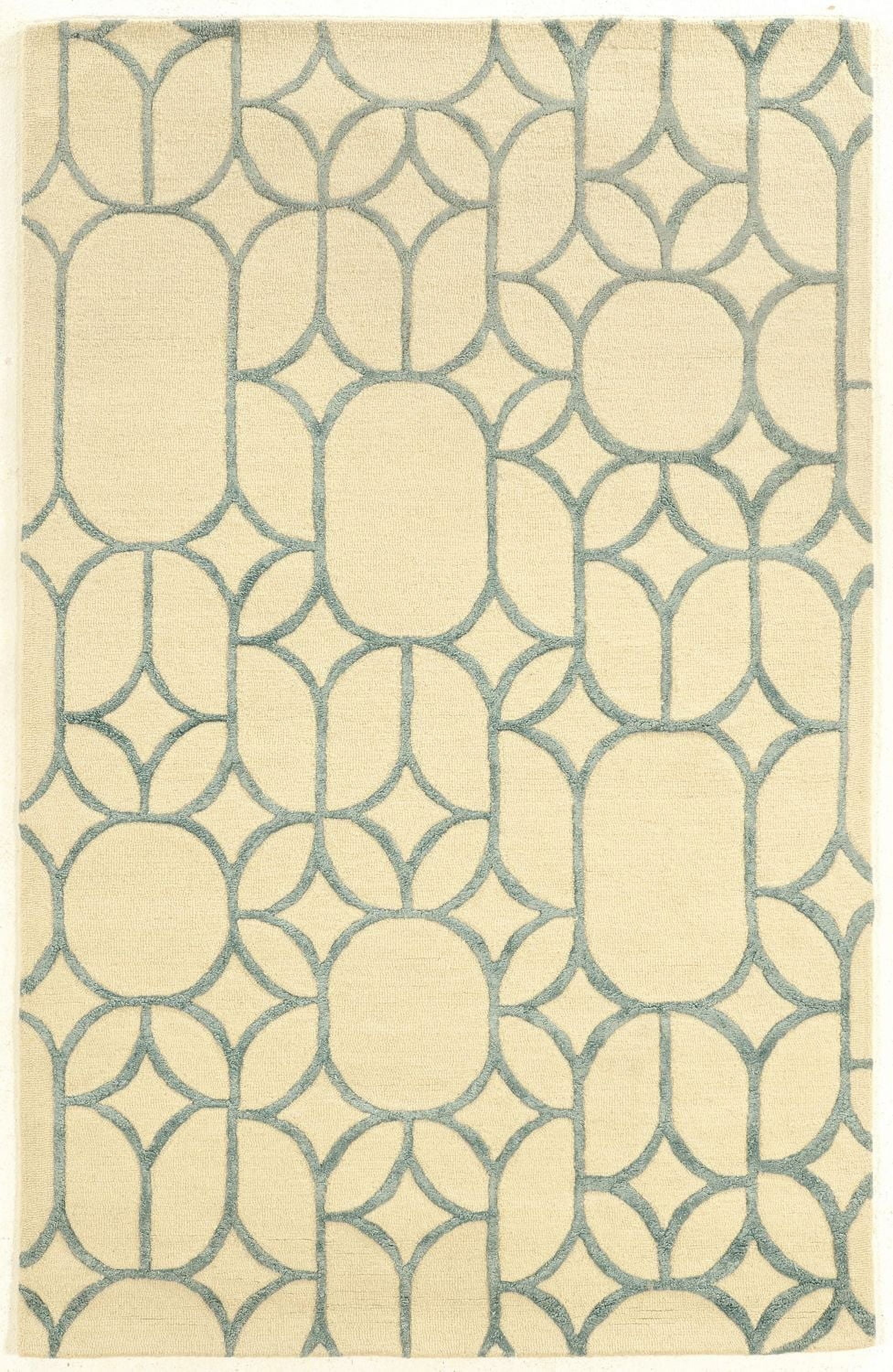 Aspire Wool Window Ivory & Turquoise 2' x 3' Accent Rug