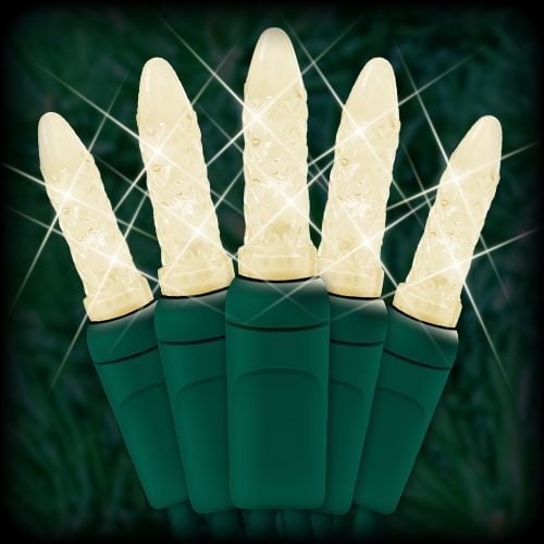 Holiday String Lights, 23-Ft Green Wire, 50-Count M5 Mini LED, 6" Bulb Spacing, 120V Plug in, Warm White