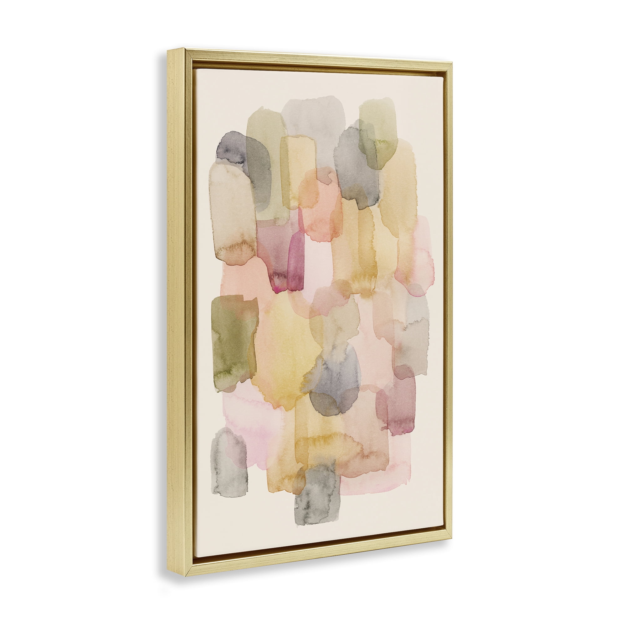 Stupell Industries Various Paint Blobs Abstract Painting Gold Floater Framed Canvas Art Print Wall Art, 21 x 31