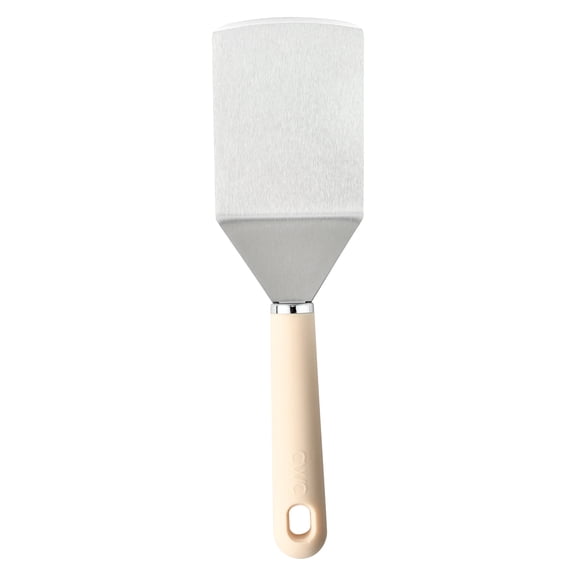 Cook with Color 12.6" Stainless Steel Griddle Turner, Flat Top Spatula with Silicone Grip, Taupe