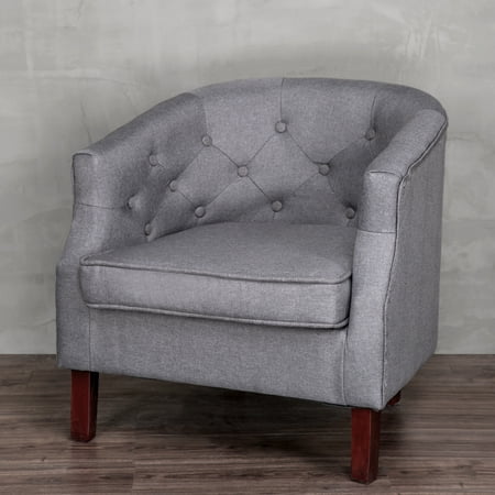 - Cloud Mountain Accent Chair Modern Upholstered Leisure Indoor Chair Contemporary Polyester Fabric Club Chair Single Sofa Comfortable Stylish Living Room Bedroom Home with Durable Wood Frame (Gray)