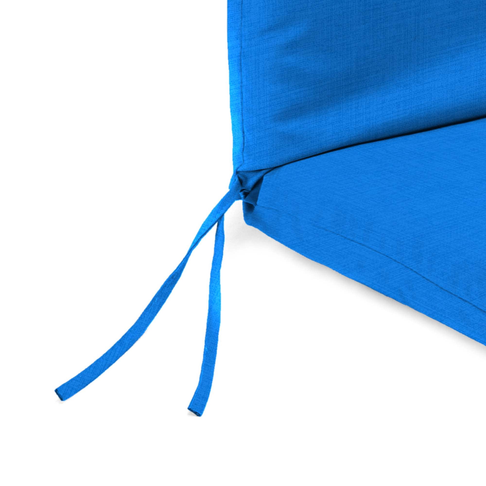 Jordan Manufacturing 44" x 21" Celosia Princess Blue Crosshatch Rectangular Outdoor Chair Cushion with Ties and Hanger Loop