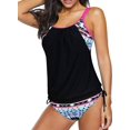 thumbnail image 5 of Womens Blouson Striped Printed Strappy T-Back Push up Tankini Top with Shorts, 5 of 5