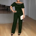 thumbnail image 2 of Ihhxva Women's 2 Piece Outfits off Shoulder Jumpsuit Set Summer Fit Sparkle Wide Leg Glittery Sequin Evening Party Stretchy Flowy Casual S-3XL, 2 of 9