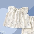 thumbnail image 5 of KPOPLK Toddler Girl Summer Outfit Baby Girl Smocked Ruffle Sleeve Shirt Top and Shorts Set 2 Piece Outfits Clothing for 6M-13T Size 9-10 Years,White, 5 of 5