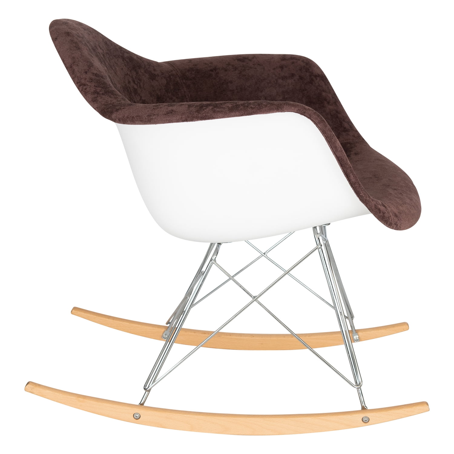 Retro Rocking Chair Velvet Eiffel Base - Elegant Accent Chair for Living Room, Bedroom, Nursery