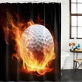 thumbnail image 2 of Golf Ball Bathroom Shower Curtains with 12 Hooks Polyester Waterproof Shower Curtain for Stalls and Bathtubs Sport Modern Glowing Burning Classic Art Decorative Bathroom Privacy Curtain 72x72 Inches, 2 of 9