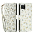 thumbnail image 2 of Wallet Case for Samsung Galaxy A12 , PU Leather Phone Cover Kickstand RFID Blocking Flip Case Card Slots Wrist Strap Relief Engraved Pattern Magnetic With Stylus Pen, Gold Flower, 2 of 10