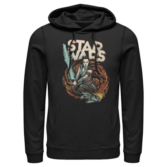 Men's Star Wars: The Rise of Skywalker Rey Retro Swirl  Pull Over Hoodie Black Small