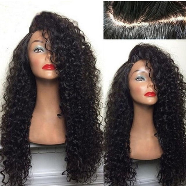 Peluca rizada negra rizada Pelucas afro sintéticas Cabello resistente al calor Pelucas profundas Parte par shamjiam peluca afro para mujeres negras