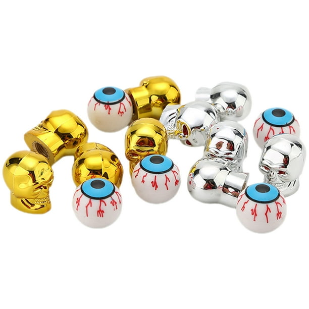 15 tapones para válvulas de neumáticos con forma de calavera y globo ocular, personalizados para coche.