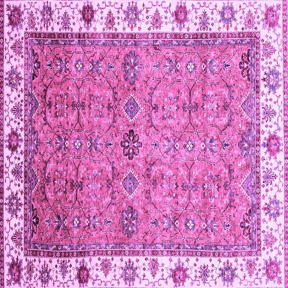 Ahgly Company Indoor Square Oriental Purple Traditional Area Rugs, 7' Square