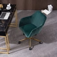 thumbnail image 4 of PORKISS Desk Chair, Modern Velvet Fabric 360° Swivel Height Adjustable Comfy Upholstered Leisure Arm Accent Chair, Dark Green, 4 of 7