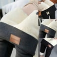 thumbnail image 3 of comerut Women Winter Warm Pants Thick Plush Liner Leggings High Waist Skinny Trousers, 3 of 7